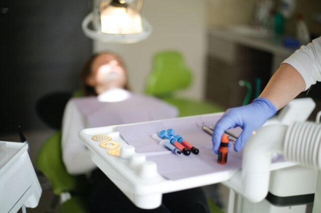 Dentist chair in a dental clinic.