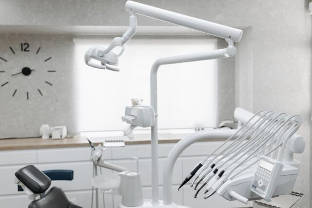Dentist chair in a dental clinic.
